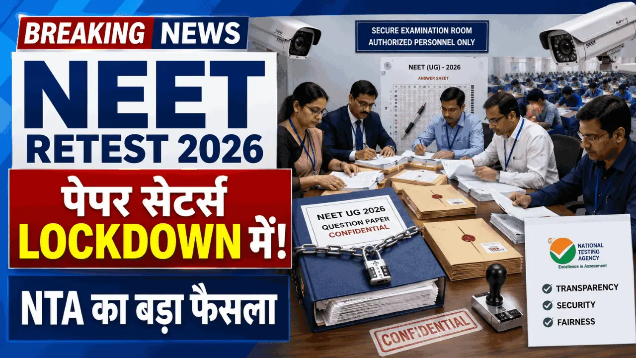 NEET UG Retest 2026: पेपर लीक के बाद NTA का बड़ा कदम, परीक्षा तक लॉकडाउन में रहेंगे पेपर सेट करने वाले विशेषज्ञ